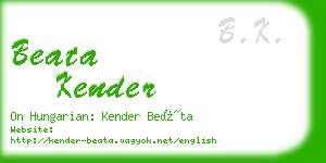 beata kender business card